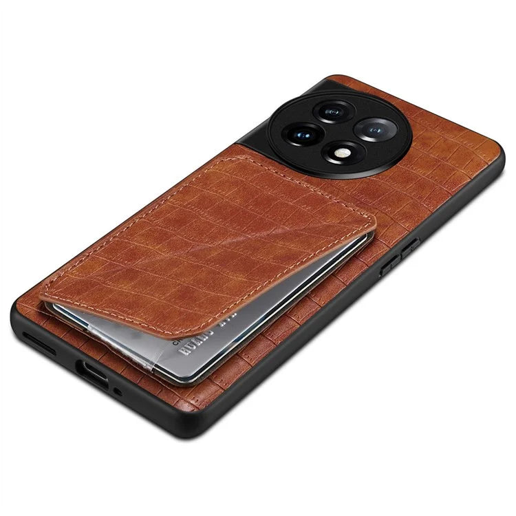 For OnePlus Ace 2 Pro 5G Case Leather+PC+TPU Crocodile Textured Phone Cover