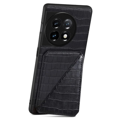For OnePlus Ace 2 Pro 5G Case Leather+PC+TPU Crocodile Textured Phone Cover