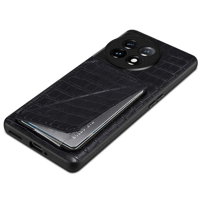 For OnePlus Ace 2 Pro 5G Case Leather+PC+TPU Crocodile Textured Phone Cover