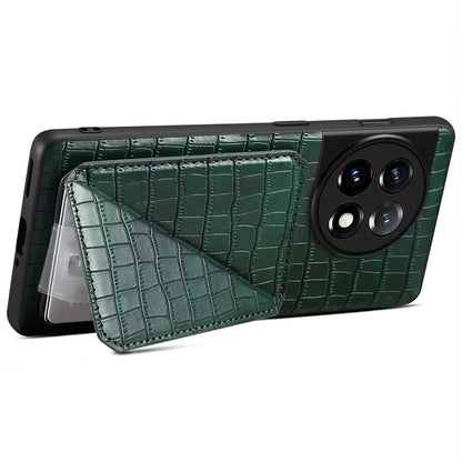 For OnePlus Ace 2 Pro 5G Case Leather+PC+TPU Crocodile Textured Phone Cover