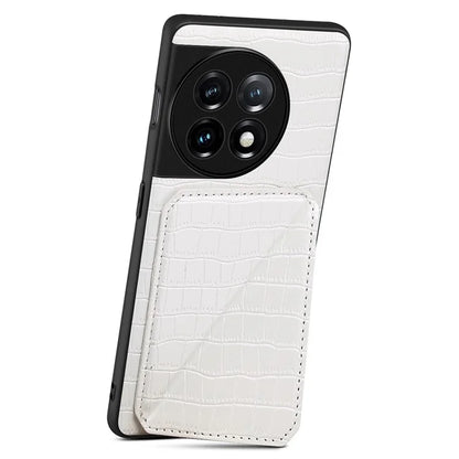 For OnePlus Ace 2 Pro 5G Case Leather+PC+TPU Crocodile Textured Phone Cover