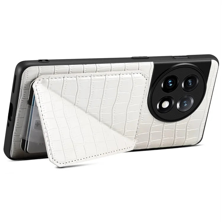 For OnePlus Ace 2 Pro 5G Case Leather+PC+TPU Crocodile Textured Phone Cover
