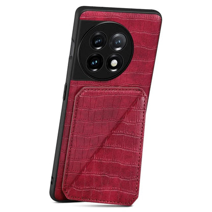 For OnePlus Ace 2 Pro 5G Case Leather+PC+TPU Crocodile Textured Phone Cover