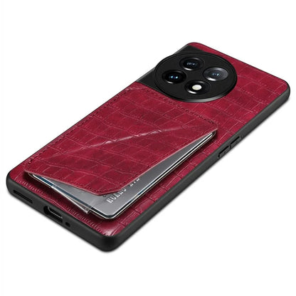 For OnePlus Ace 2 Pro 5G Case Leather+PC+TPU Crocodile Textured Phone Cover