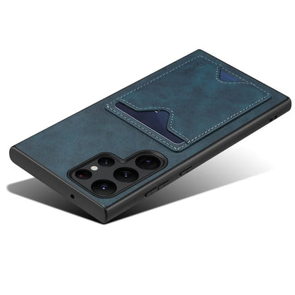 DENIOR For Samsung Galaxy S24 Ultra Case Leather+TPU Phone Kickstand Cover with Card Holder