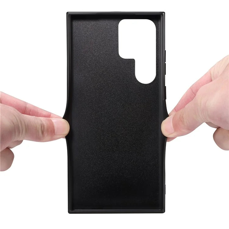 DENIOR For Samsung Galaxy S24 Ultra Case Leather+TPU Phone Kickstand Cover with Card Holder