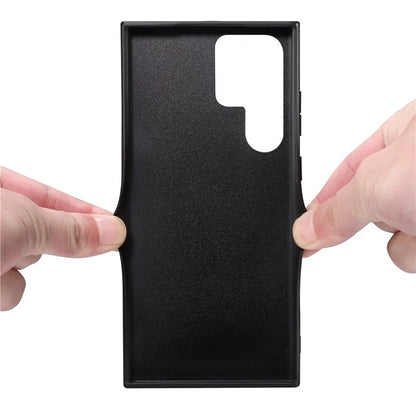 DENIOR For Samsung Galaxy S24 Ultra Case Leather+TPU Phone Kickstand Cover with Card Holder