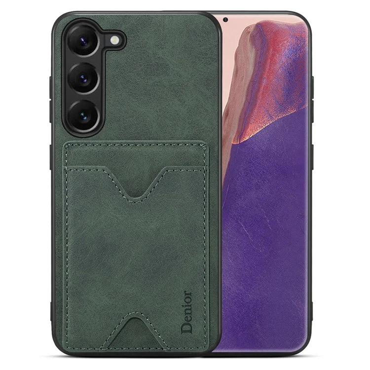 DENIOR For Samsung Galaxy S24 Celll Phone Case Card Holder Kickstand Back Cover