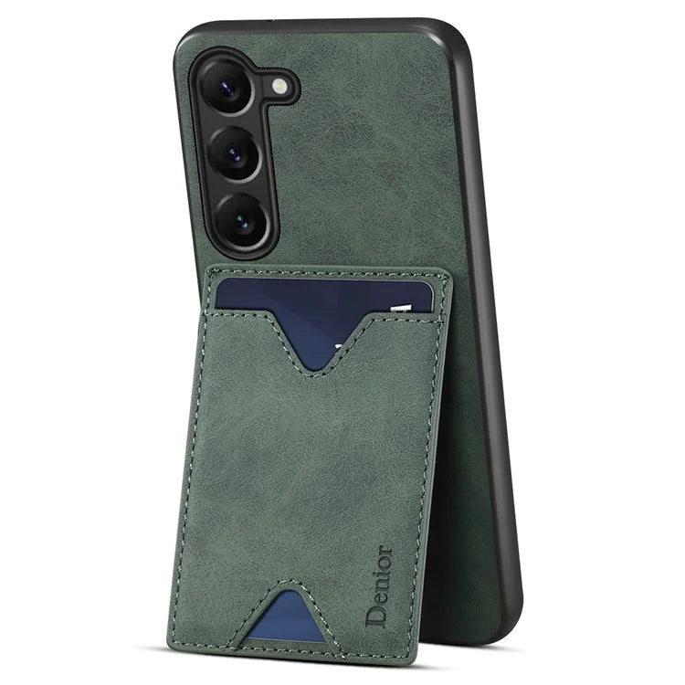 DENIOR For Samsung Galaxy S24 Celll Phone Case Card Holder Kickstand Back Cover