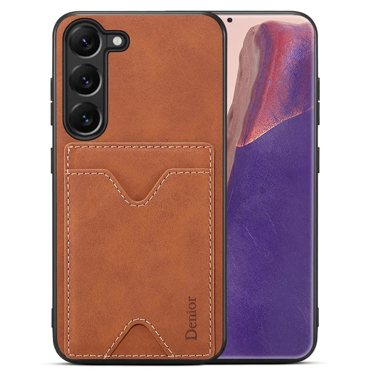 DENIOR For Samsung Galaxy S24 Celll Phone Case Card Holder Kickstand Back Cover