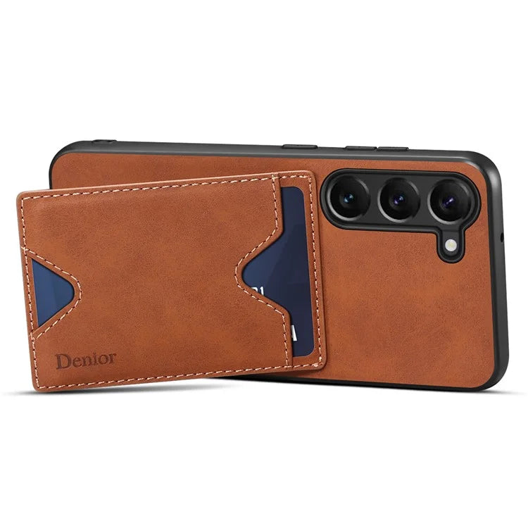 DENIOR For Samsung Galaxy S24 Celll Phone Case Card Holder Kickstand Back Cover
