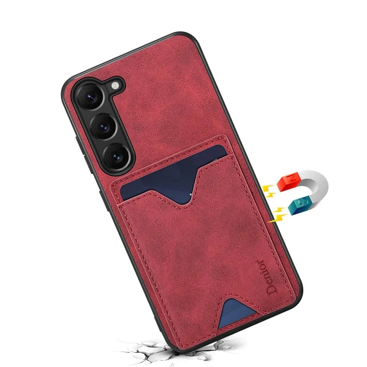 DENIOR For Samsung Galaxy S24+ Case Shockproof Leather+TPU Phone Cover with Card Slot