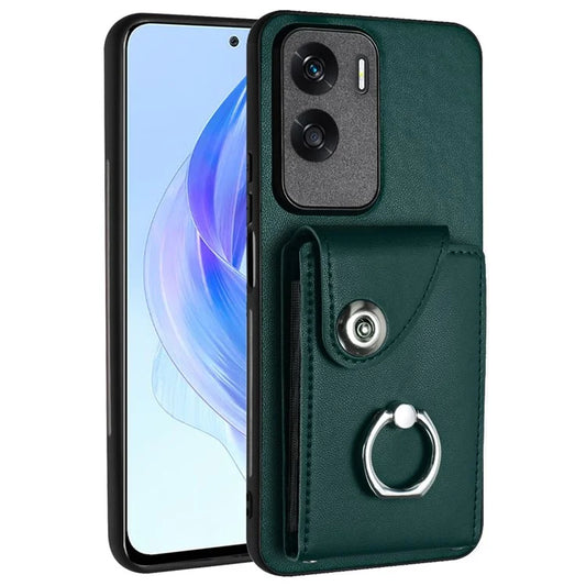 YB Leather Coating Series-7 for Honor 90 Lite 5G / X50i 5G Case Ring Holder Kickstand Phone Cover