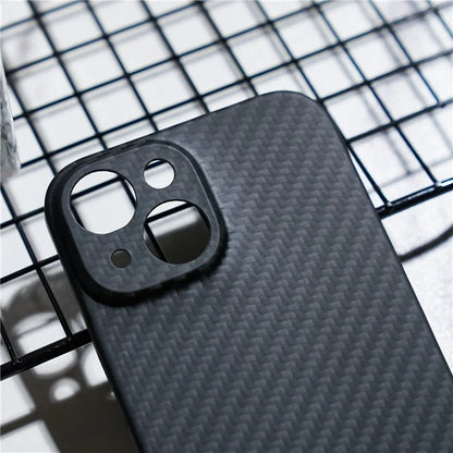 For iPhone 15 Cell Phone Case 1500D Coarse Texture Carbon Fiber Texture Protective Cover with Precise Cutout