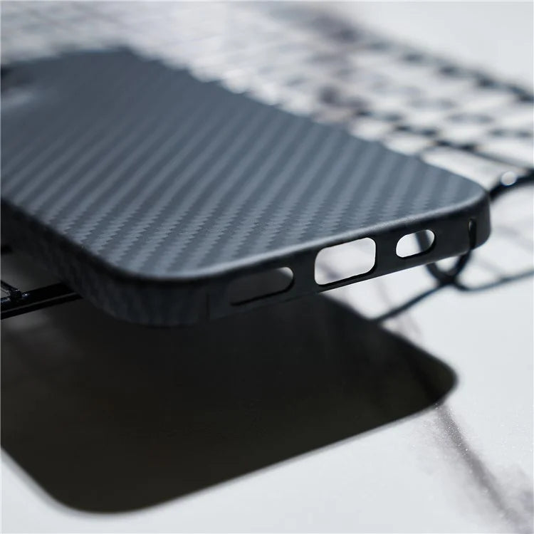 For iPhone 15 Cell Phone Case 1500D Coarse Texture Carbon Fiber Texture Protective Cover with Precise Cutout