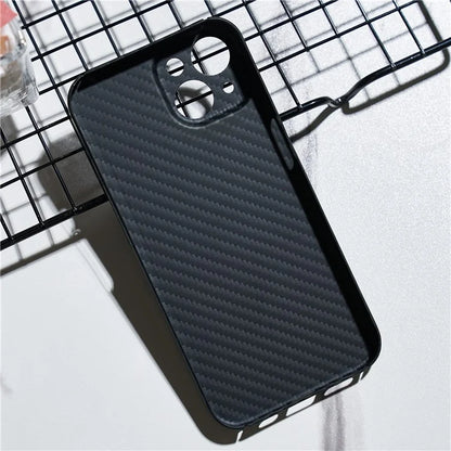 For iPhone 15 Cell Phone Case 1500D Coarse Texture Carbon Fiber Texture Protective Cover with Precise Cutout