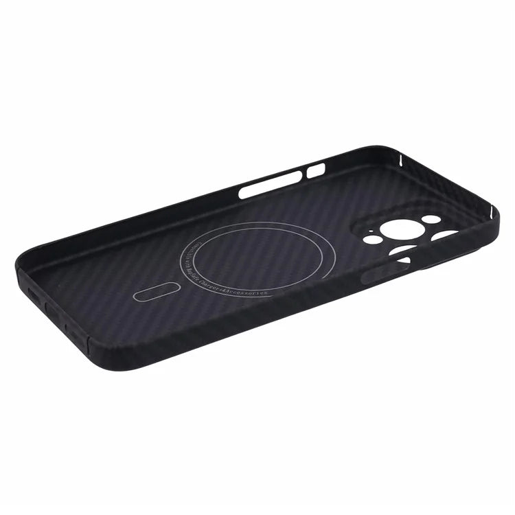 For iPhone 15 Pro Magnetic Phone Case Precise Cutout 1500D Coarse TextureAramid Fiber Shell