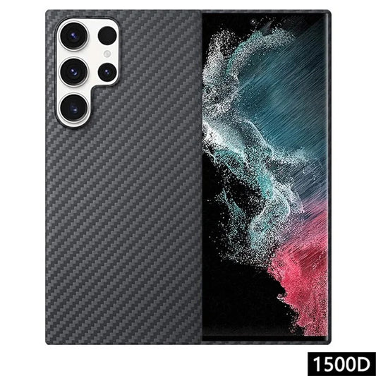 Aramid Fiber Case for Samsung Galaxy S22 Ultra 5G Cover 1500D Coarse Texture Big Lens Cutout