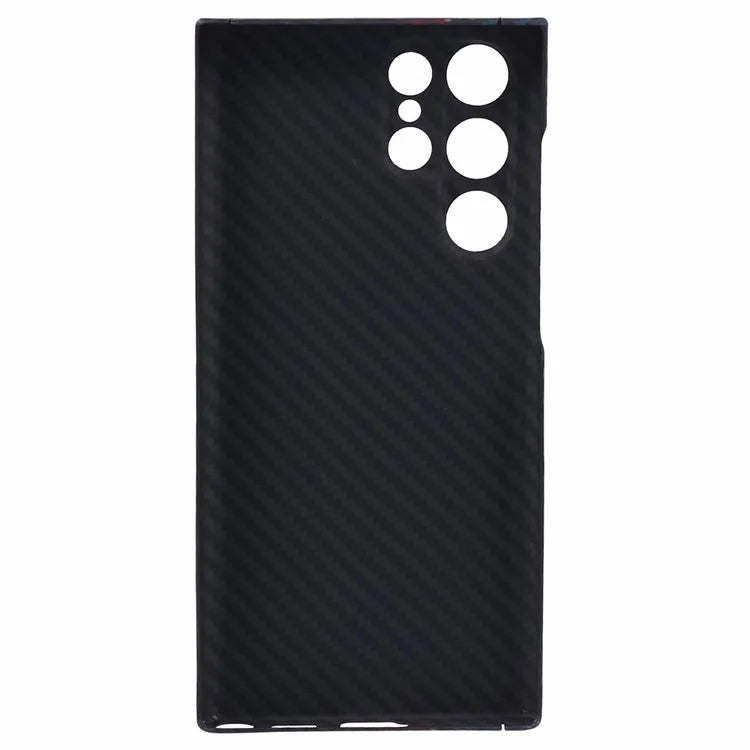 For Samsung Galaxy S21 Ultra 5G Phone Case Aramid Fiber Color Stripe Smartphone Cover (Precise Lens Cutout)