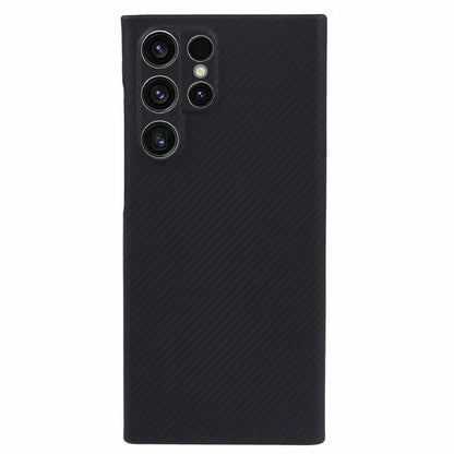 For Samsung Galaxy S22 Ultra 5G Cell Phone Case Black Fine Stripe Aramid Fiber Cover (Precise Lens Cutout)
