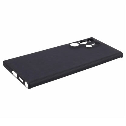 For Samsung Galaxy S22 Ultra 5G Cell Phone Case Black Fine Stripe Aramid Fiber Cover (Precise Lens Cutout)