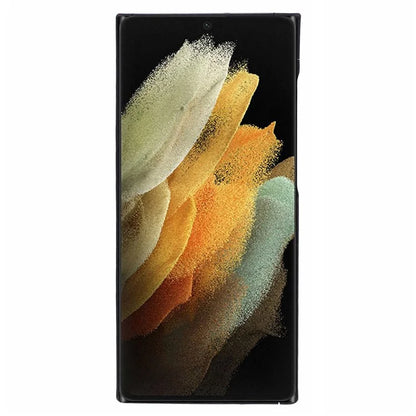 For Samsung Galaxy S21 Ultra 5G Cell Phone Case Black Aramid Fiber Fine Stripe Back Cover (Precise Lens Cutout)