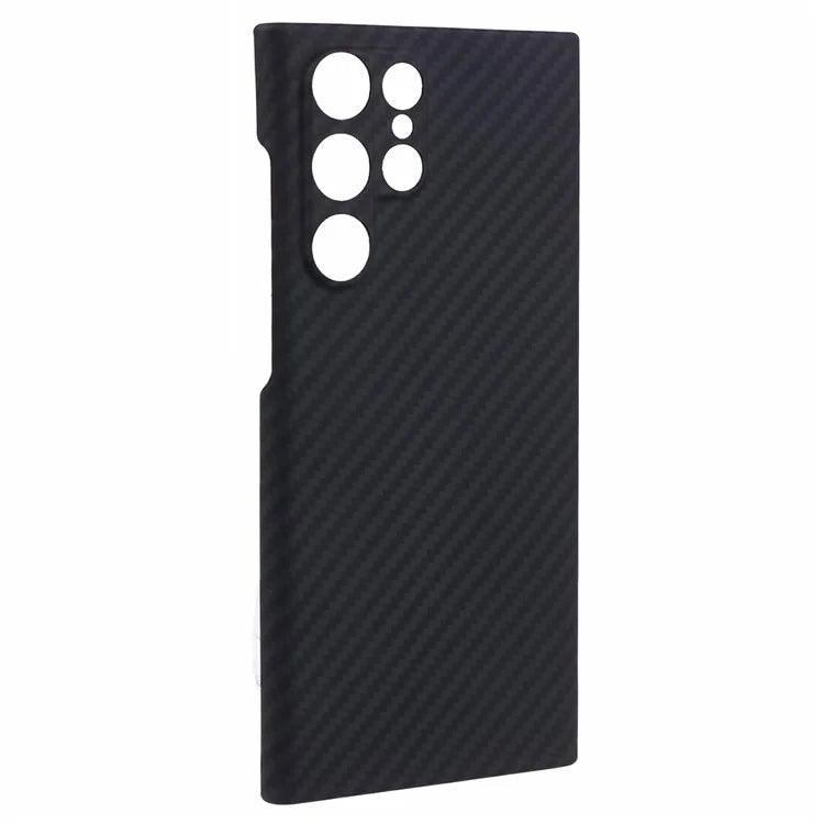 For Samsung Galaxy S21 Ultra 5G Case Precise Lens Cutout Black 1500D Coarse Texture Aramid Fiber Phone Protector