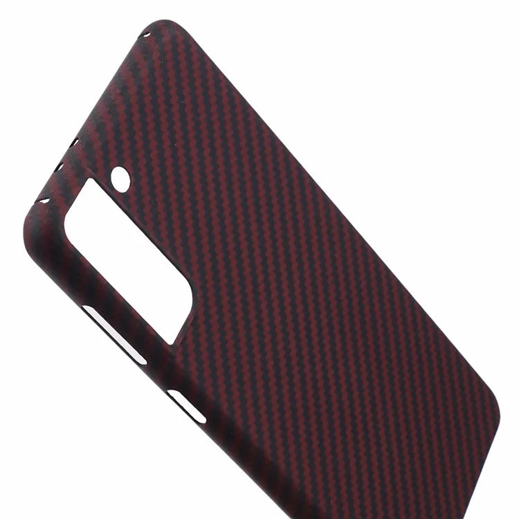 For Samsung Galaxy S21+ 5G Case Aramid Fiber 1500D Coarse Texture Anti-scratch Back Cover (Big Rear Lens Hole)