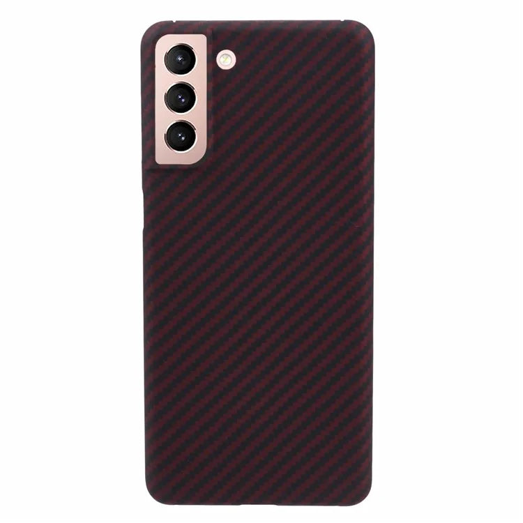 For Samsung Galaxy S21 5G / 4G Cell Phone Case 1500D Coarse Texture Aramid Fiber Cover (Big Rear Lens Hole)