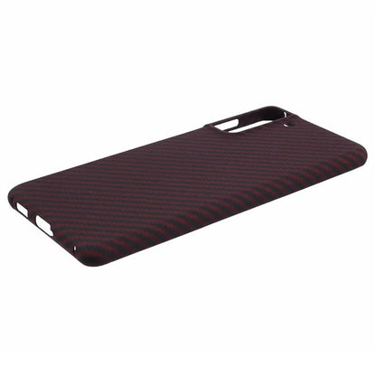 For Samsung Galaxy S21 5G / 4G Cell Phone Case 1500D Coarse Texture Aramid Fiber Cover (Big Rear Lens Hole)
