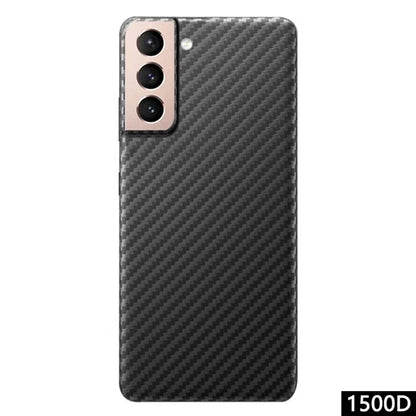 For Samsung Galaxy S21+ 5G Phone Case 1500D Coarse Texture Aramid Fiber Black Phone Cover with Big Lens Cutout