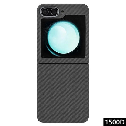 Phone Cover for Samsung Galaxy Z Flip5 5G Case 1500D Coarse Texture Aramid Fiber Phone Shell with Metal Rear Lens Frame