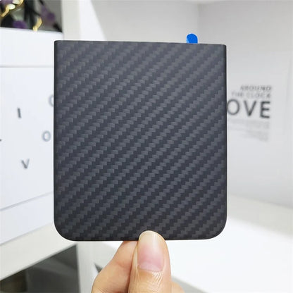 Phone Cover for Samsung Galaxy Z Flip5 5G Case 1500D Coarse Texture Aramid Fiber Phone Shell with Metal Rear Lens Frame