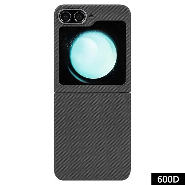 For Samsung Galaxy Z Flip5 5G Case 600D Fine Texture Metal Lens Frame Aramid Fiber Phone Shell