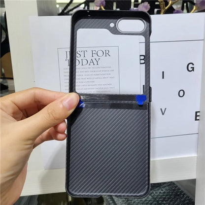 For Samsung Galaxy Z Flip5 5G Case 600D Fine Texture Metal Lens Frame Aramid Fiber Phone Shell