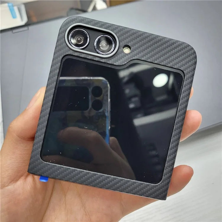 For Samsung Galaxy Z Flip5 5G Case 600D Fine Texture Metal Lens Frame Aramid Fiber Phone Shell