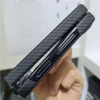 For Samsung Galaxy Z Flip5 5G Case 600D Fine Texture Metal Lens Frame Aramid Fiber Phone Shell