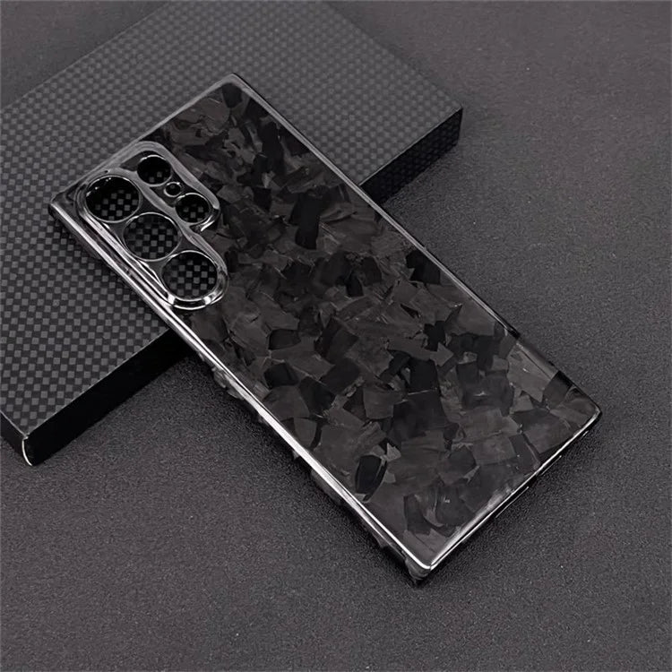 For Samsung Galaxy S22 Ultra 5G Cell Phone Cases Forging Pattern Aramid Fiber Cover