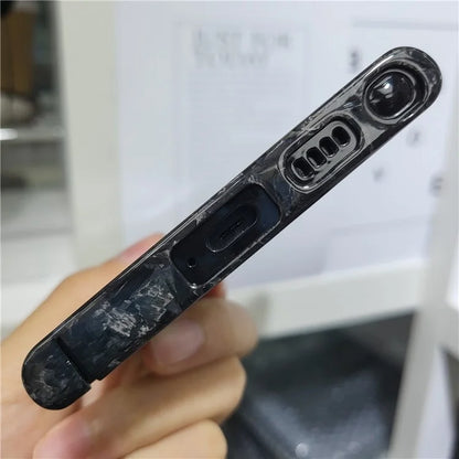 For Samsung Galaxy S22 Ultra 5G Cell Phone Cases Forging Pattern Aramid Fiber Cover