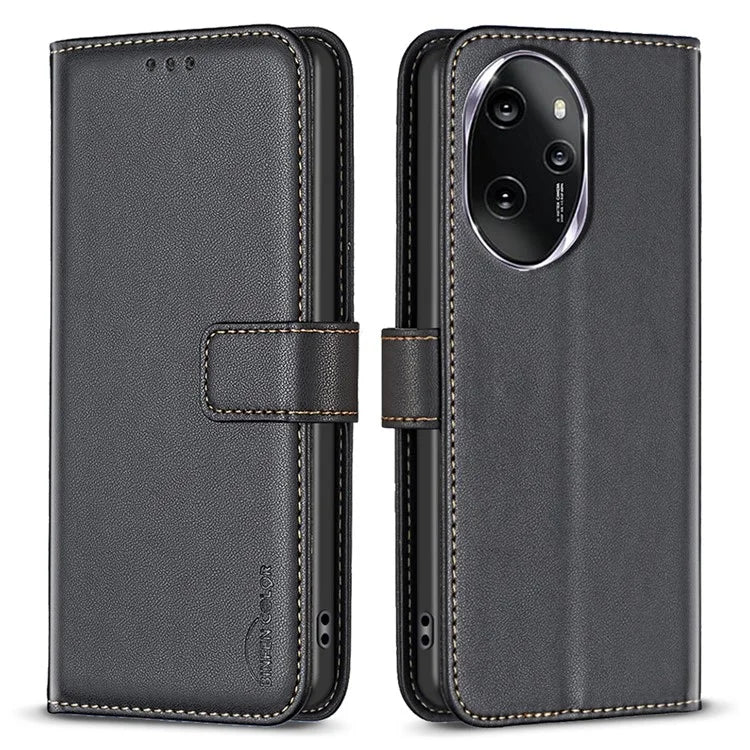 BINFEN COLOR BF17 For Honor 100 Pro 5G Cell Phone Case PU Leather Wallet Shell