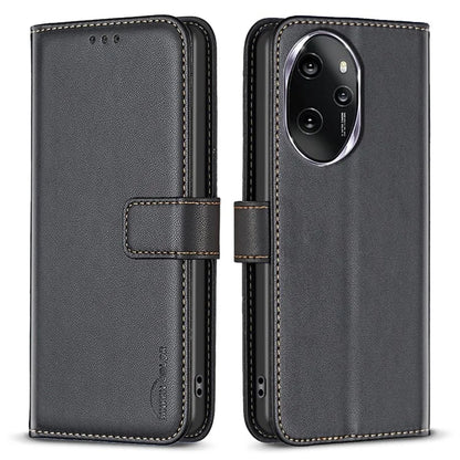 BINFEN COLOR BF17 For Honor 100 Pro 5G Cell Phone Case PU Leather Wallet Shell