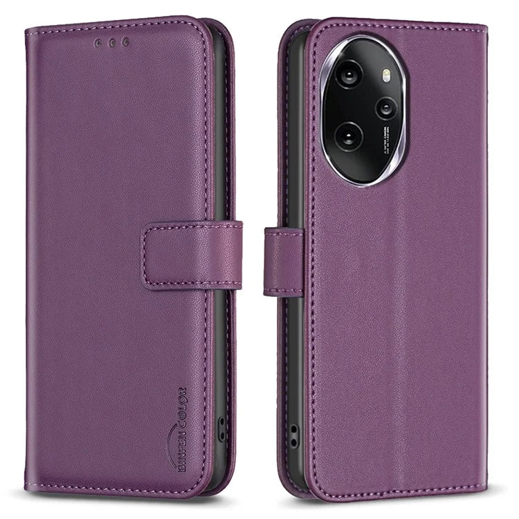 BINFEN COLOR BF17 For Honor 100 Pro 5G Cell Phone Case PU Leather Wallet Shell