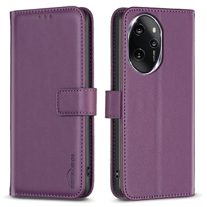 BINFEN COLOR BF17 For Honor 100 Pro 5G Cell Phone Case PU Leather Wallet Shell