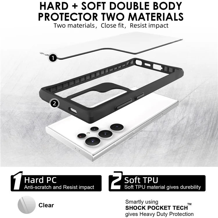 Combat X Mode Series for Samsung Galaxy S24 Ultra Cell Phone Case Shockproof TPU+PC Cover