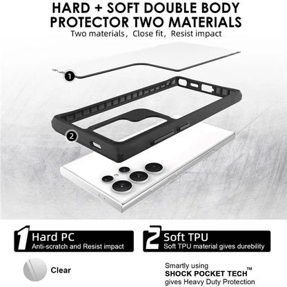 Combat X Mode Series for Samsung Galaxy S24 Ultra Cell Phone Case Shockproof TPU+PC Cover