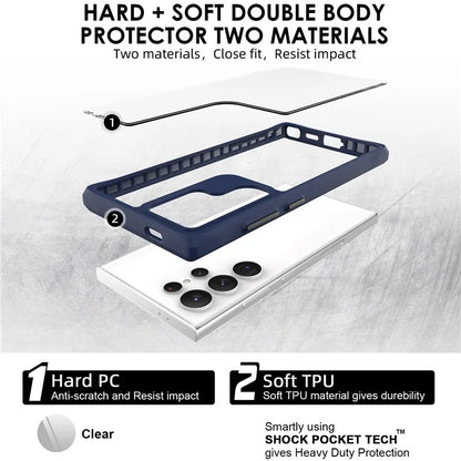 Combat X Mode Series for Samsung Galaxy S24 Ultra Cell Phone Case Shockproof TPU+PC Cover