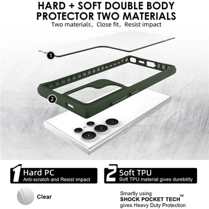 Combat X Mode Series for Samsung Galaxy S24 Ultra Cell Phone Case Shockproof TPU+PC Cover