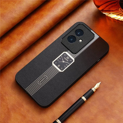 KADEM For Honor 100 5G Cover Electroplated Leather+Acrylic+TPU Cell Phone Case