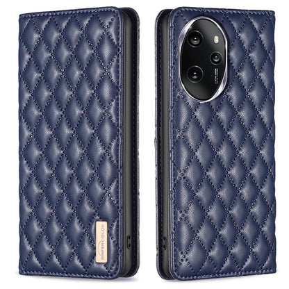 BINFEN COLOR BF16 For Honor 100 Pro 5G Cell Phone Case PU Leather Rhombus Imprinted Cover