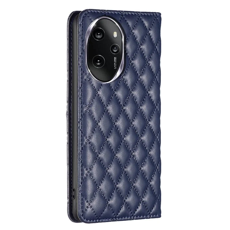 BINFEN COLOR BF16 For Honor 100 Pro 5G Cell Phone Case PU Leather Rhombus Imprinted Cover